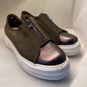 Brown Suede/Black Leather All Black Sneakers